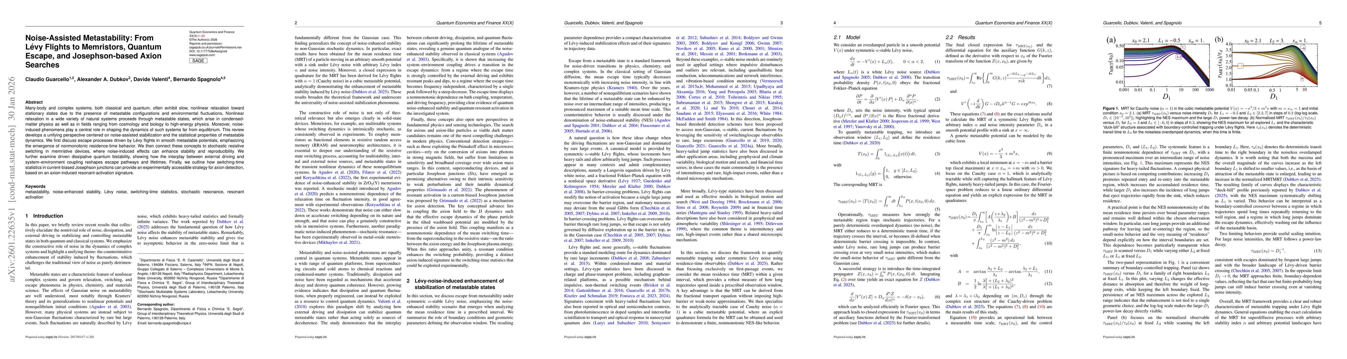 Thumbnail for Noise-Assisted Metastability: From Lévy Flights to Memristors, Quantum Escape, and Josephson-based Axion Searches