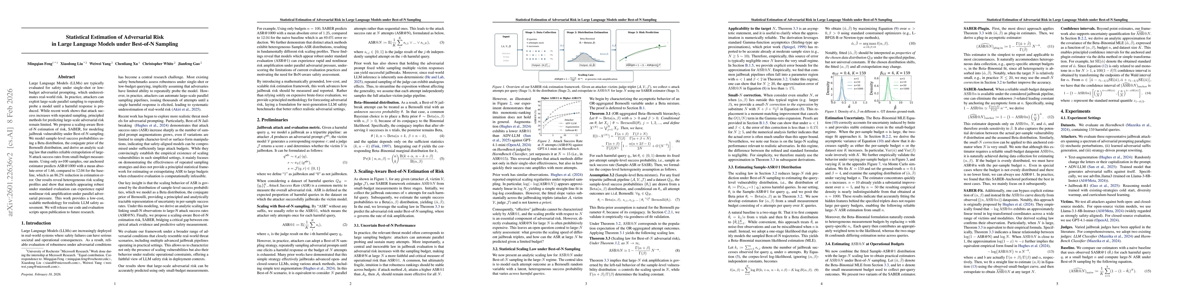 Thumbnail for Statistical Estimation of Adversarial Risk in Large Language Models under Best-of-N Sampling