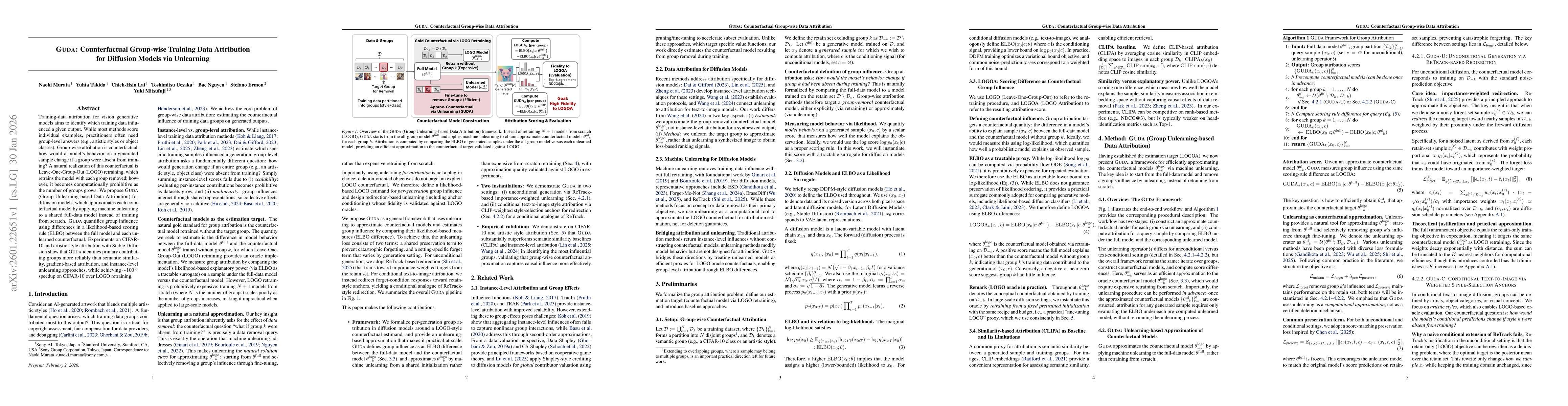Thumbnail for GUDA: Counterfactual Group-wise Training Data Attribution for Diffusion Models via Unlearning