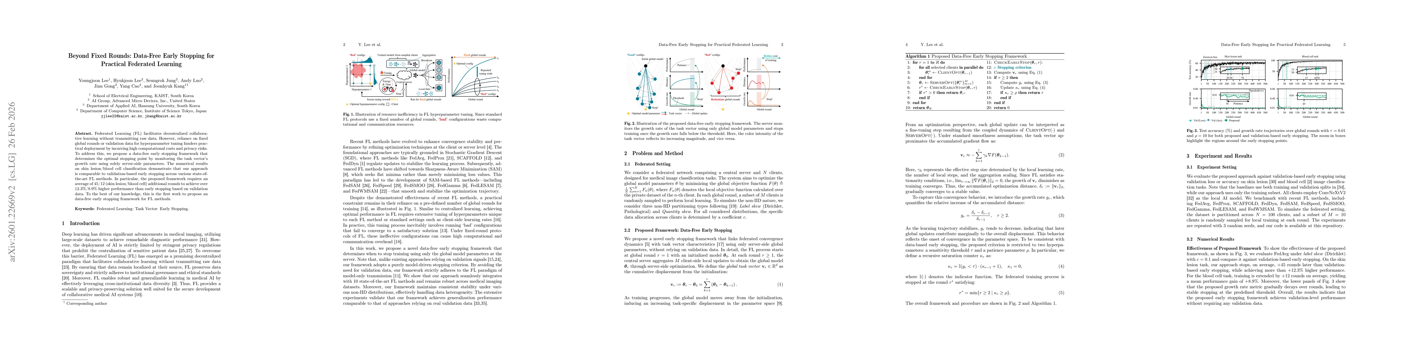 Thumbnail for Beyond Fixed Rounds: Data-Free Early Stopping for Practical Federated Learning