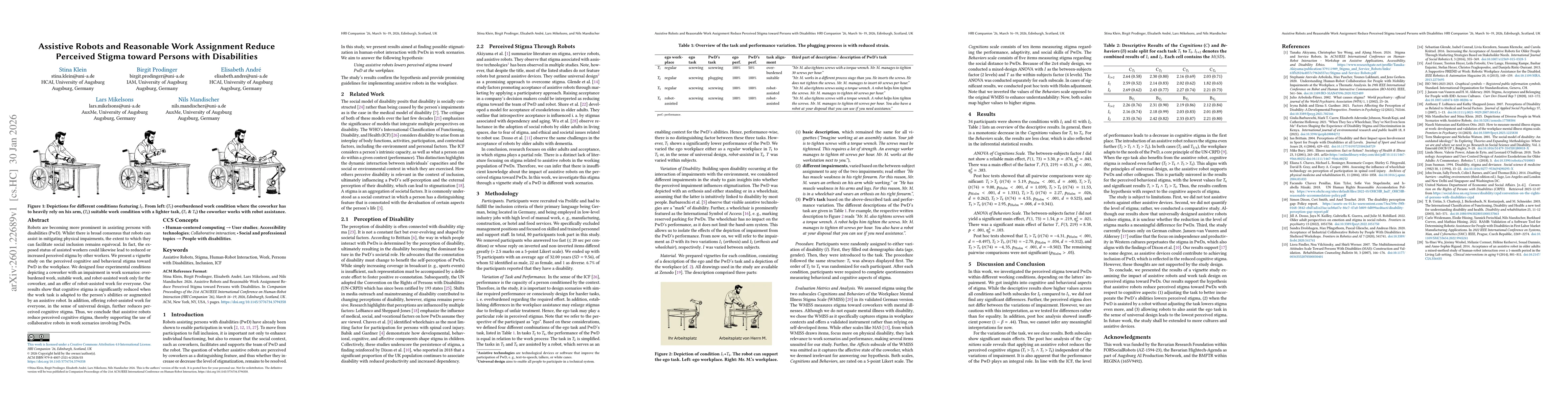 Thumbnail for Assistive Robots and Reasonable Work Assignment Reduce Perceived Stigma toward Persons with Disabilities