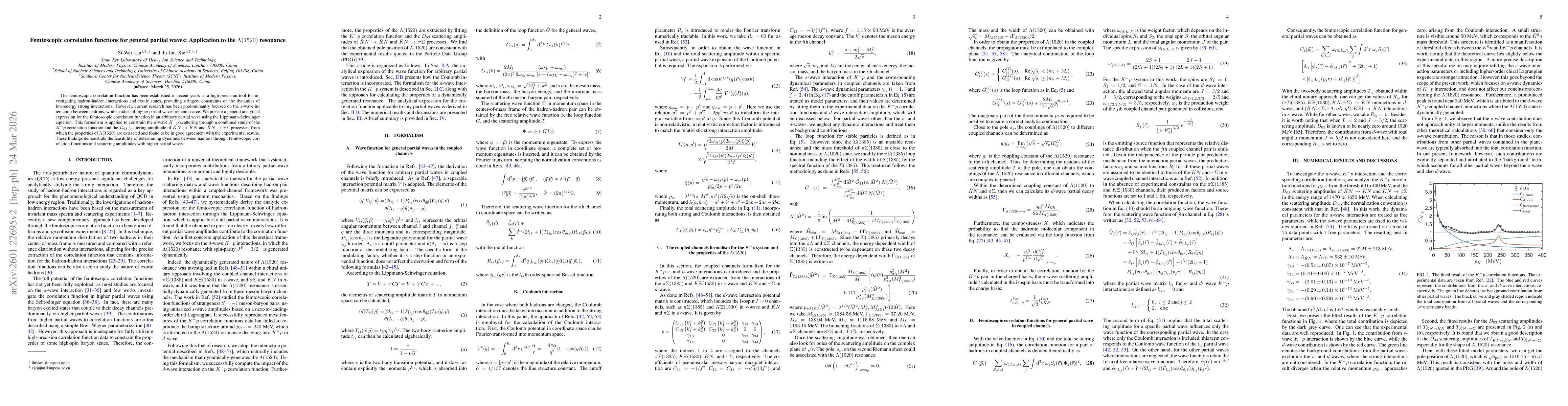Thumbnail for Femtoscopic correlation functions for general partial waves: Application to the $Λ(1520)$ resonance