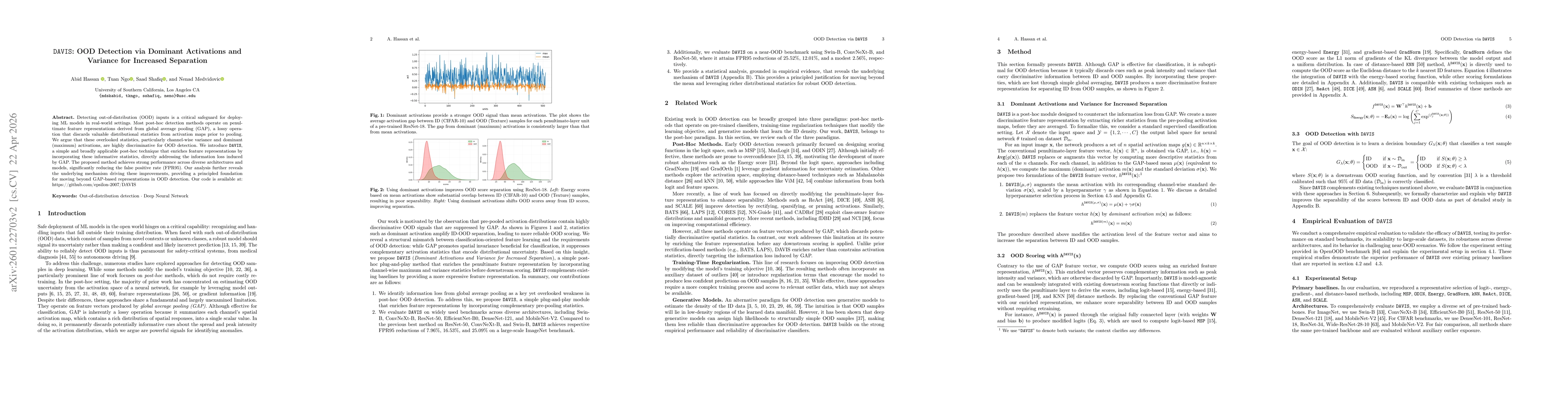 Thumbnail for DAVIS: OOD Detection via Dominant Activations and Variance for Increased Separation