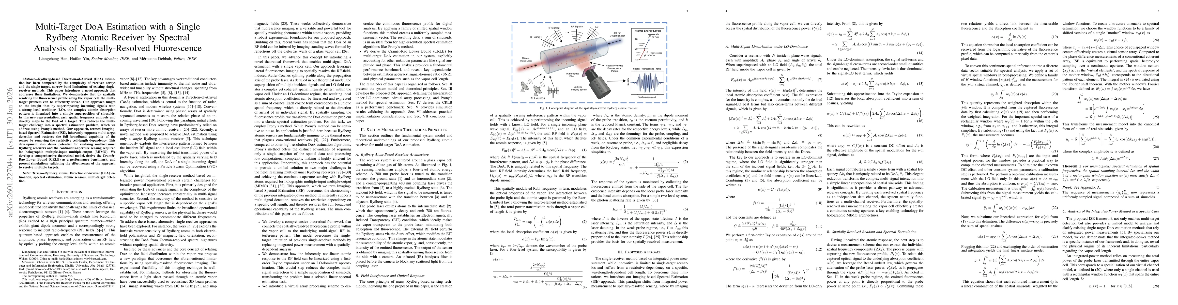 Thumbnail for Multi-target DoA estimation with a single Rydberg atomic receiver by spectral analysis of spatially-resolved fluorescence