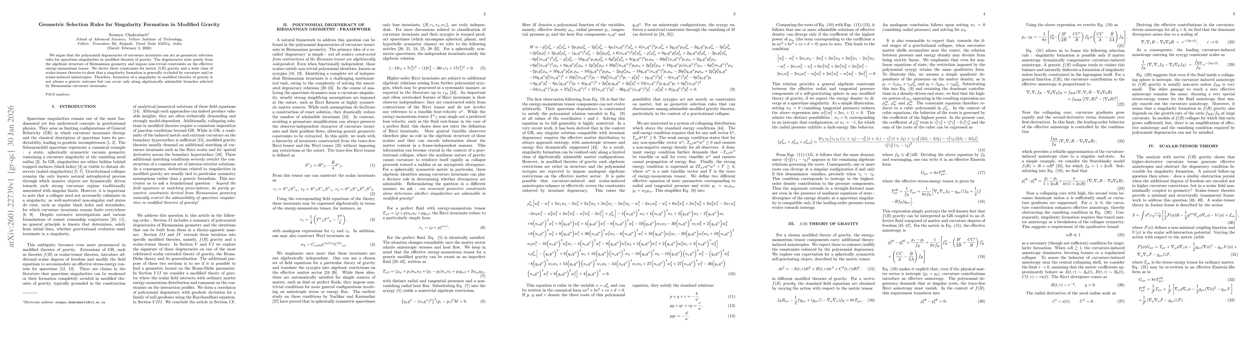 Thumbnail for Geometric Selection Rules for Singularity Formation in Modified Gravity