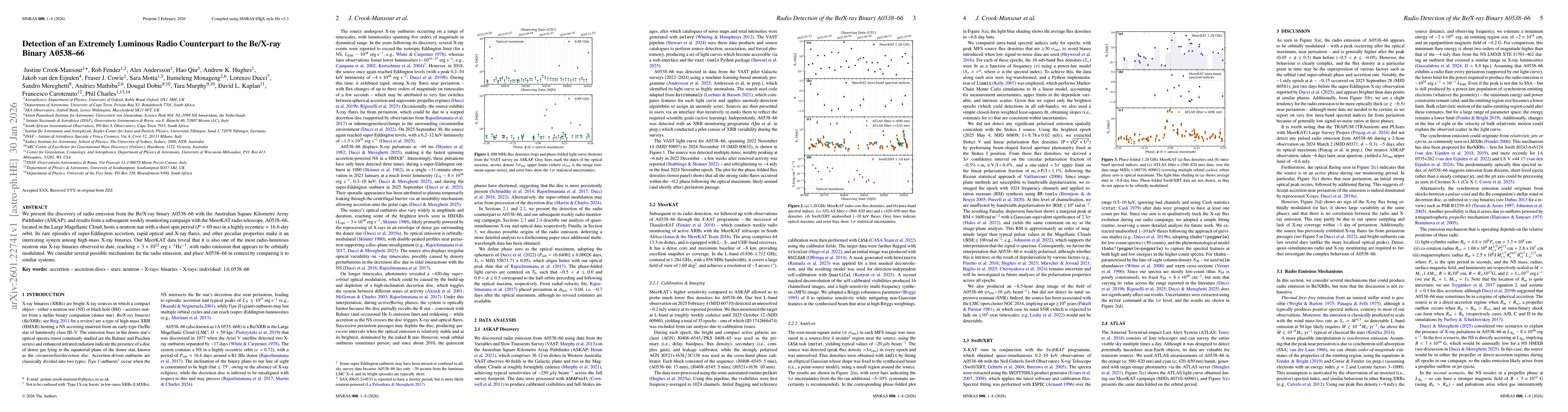 Thumbnail for Detection of an Extremely Luminous Radio Counterpart to the Be/X-ray Binary A0538-66