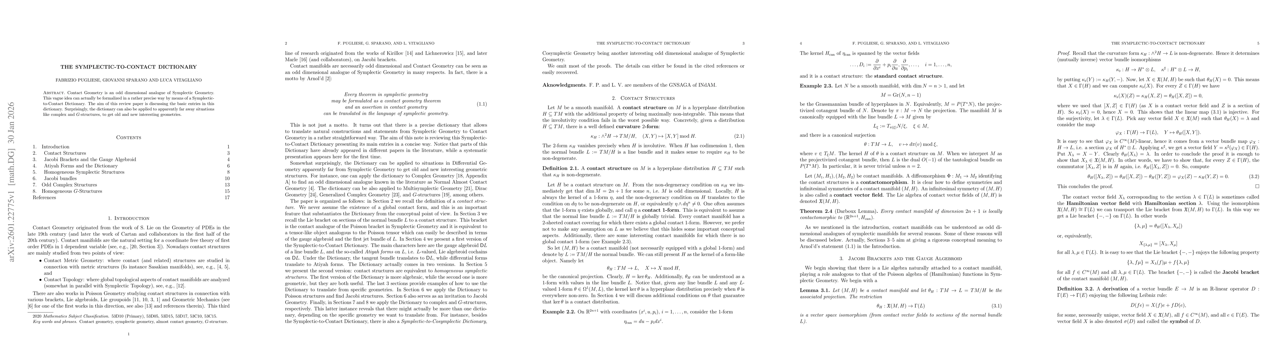 Thumbnail for The Symplectic-to-Contact Dictionary