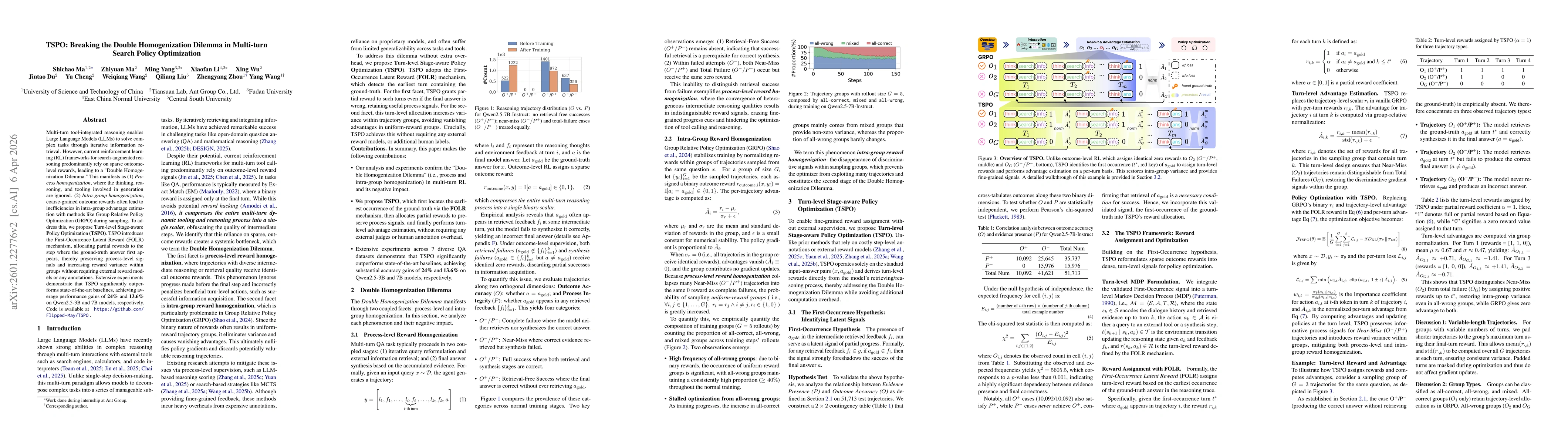 Thumbnail for TSPO: Breaking the Double Homogenization Dilemma in Multi-turn Search Policy Optimization