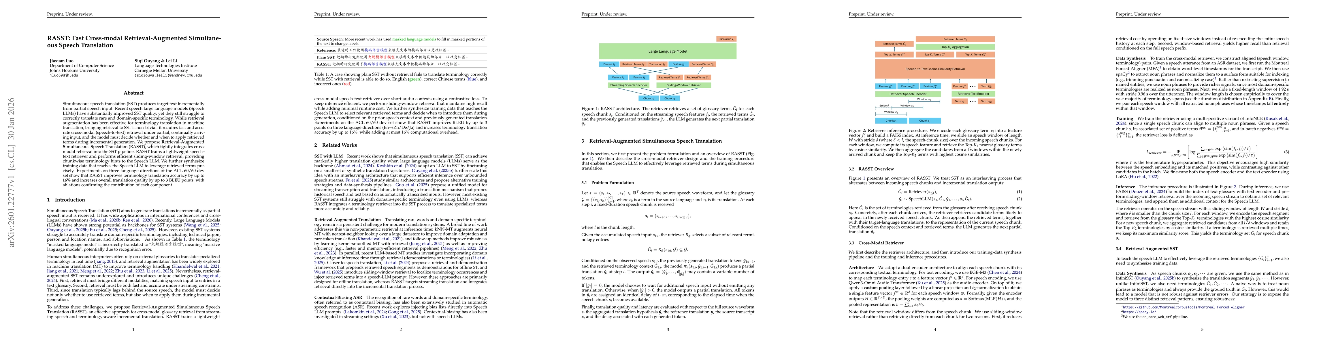 Thumbnail for RASST: Fast Cross-modal Retrieval-Augmented Simultaneous Speech Translation