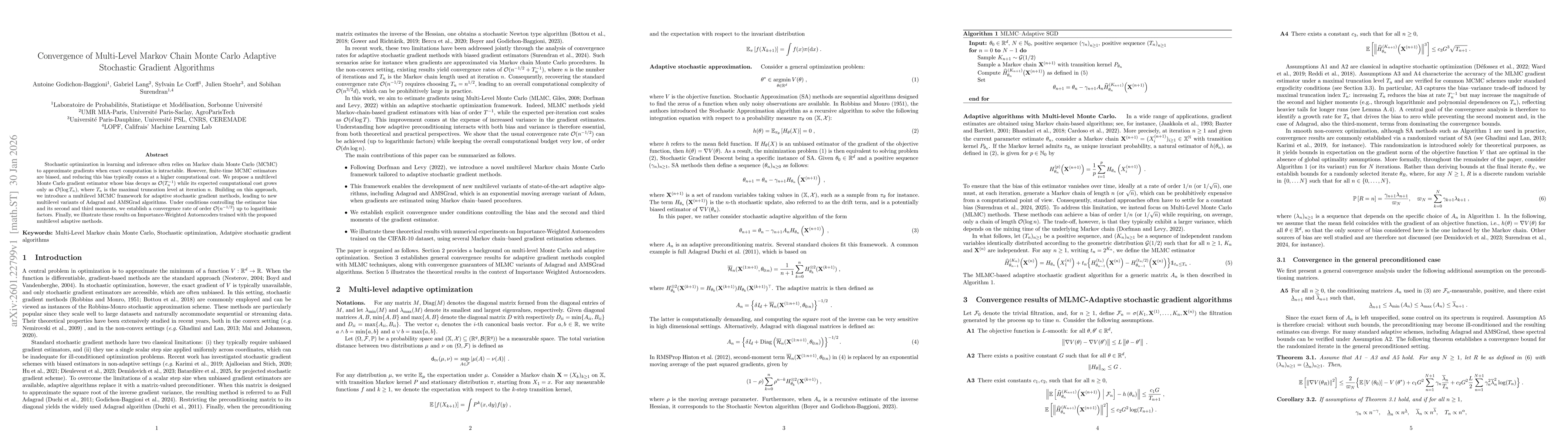 Thumbnail for Convergence of Multi-Level Markov Chain Monte Carlo Adaptive Stochastic Gradient Algorithms