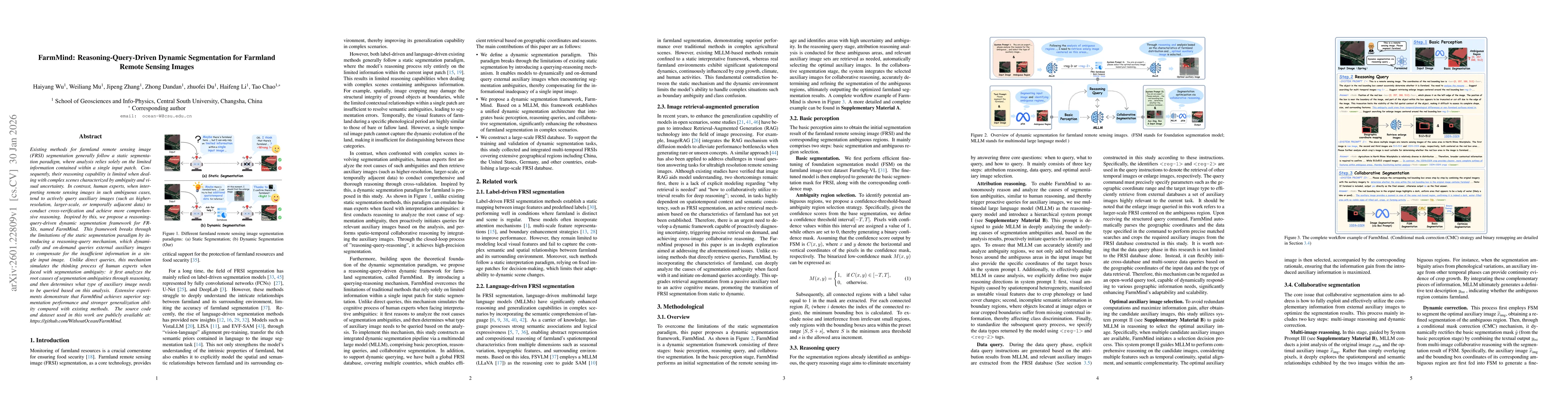 Thumbnail for FarmMind: Reasoning-Query-Driven Dynamic Segmentation for Farmland Remote Sensing Images