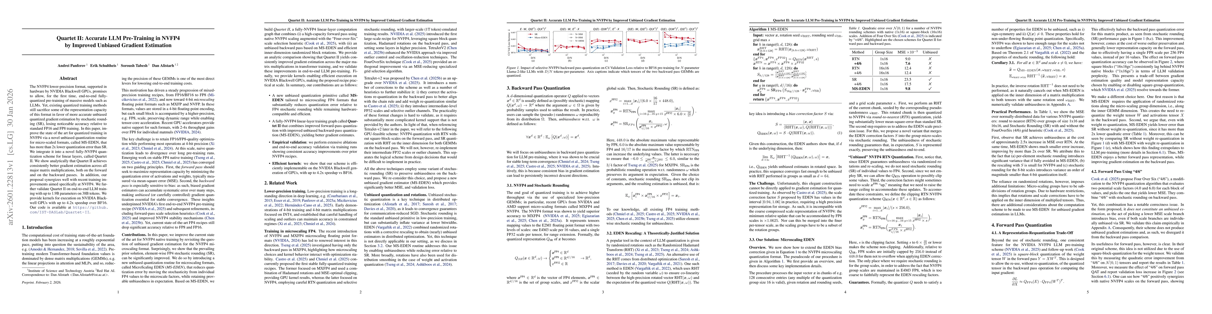 Thumbnail for Quartet II: Accurate LLM Pre-Training in NVFP4 by Improved Unbiased Gradient Estimation