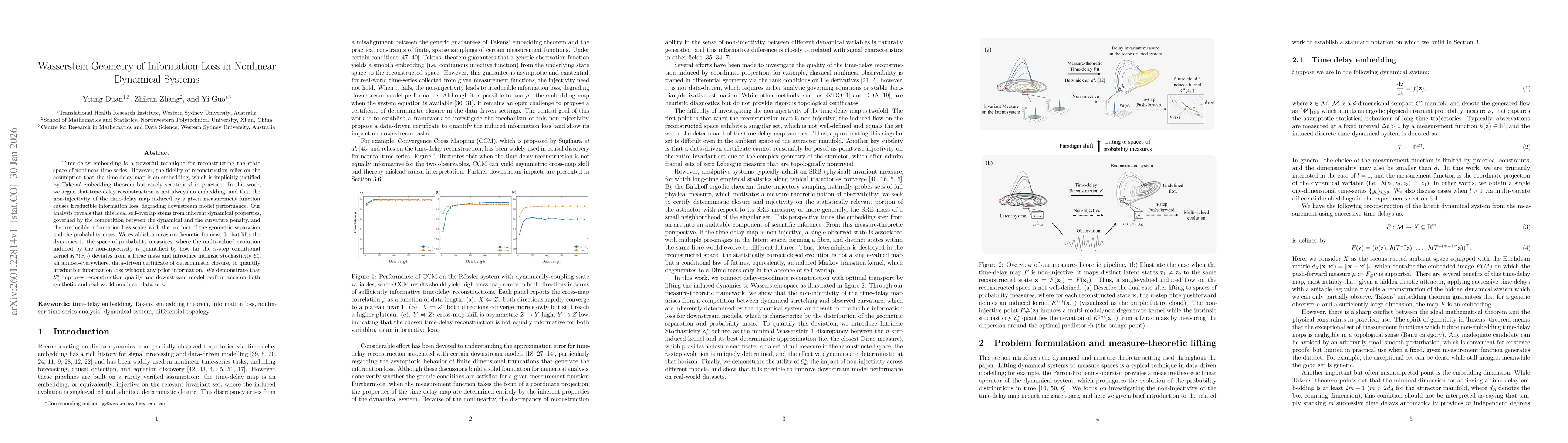Thumbnail for Wasserstein Geometry of Information Loss in Nonlinear Dynamical Systems