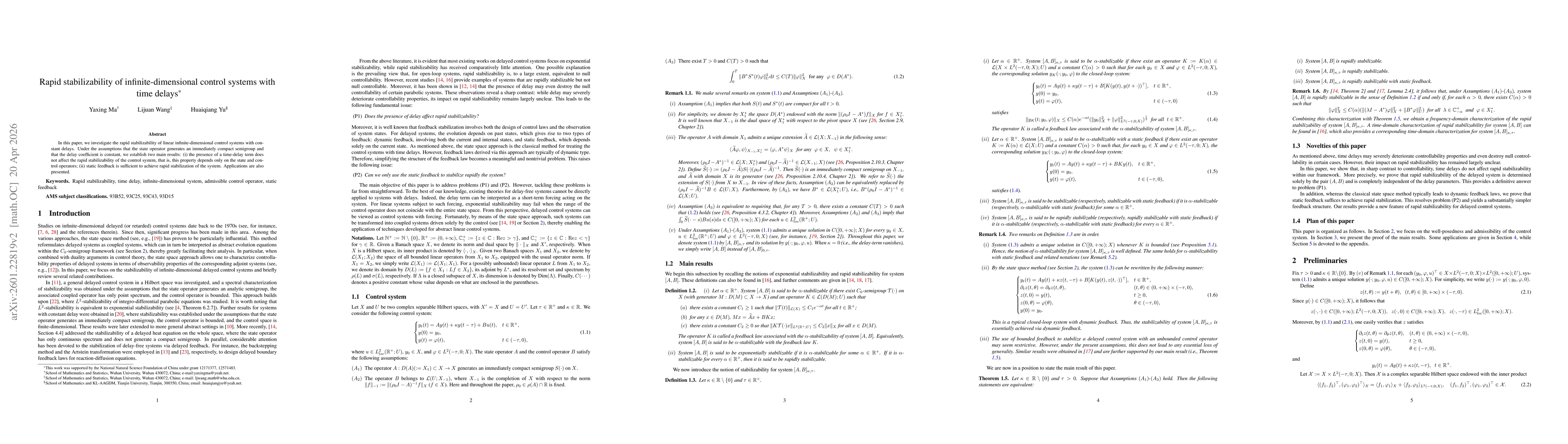 Thumbnail for Rapid stabilizability of delayed infinite-dimensional control systems
