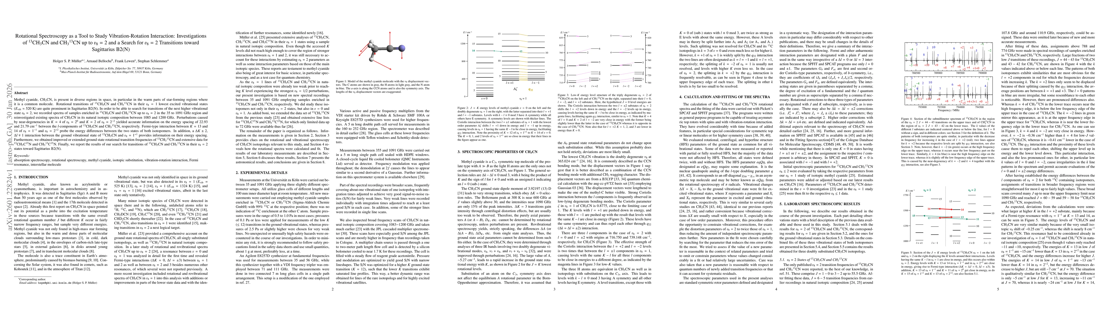 Thumbnail for Rotational Spectroscopy as a Tool to Study Vibration-Rotation Interaction: Investigations of $^{13}$CH$_3$CN and CH$_3$$^{13}$CN up to $v_8 = 2$ and a Search for $v_8 = 2$ Transitions toward Sagittarius B2(N)
