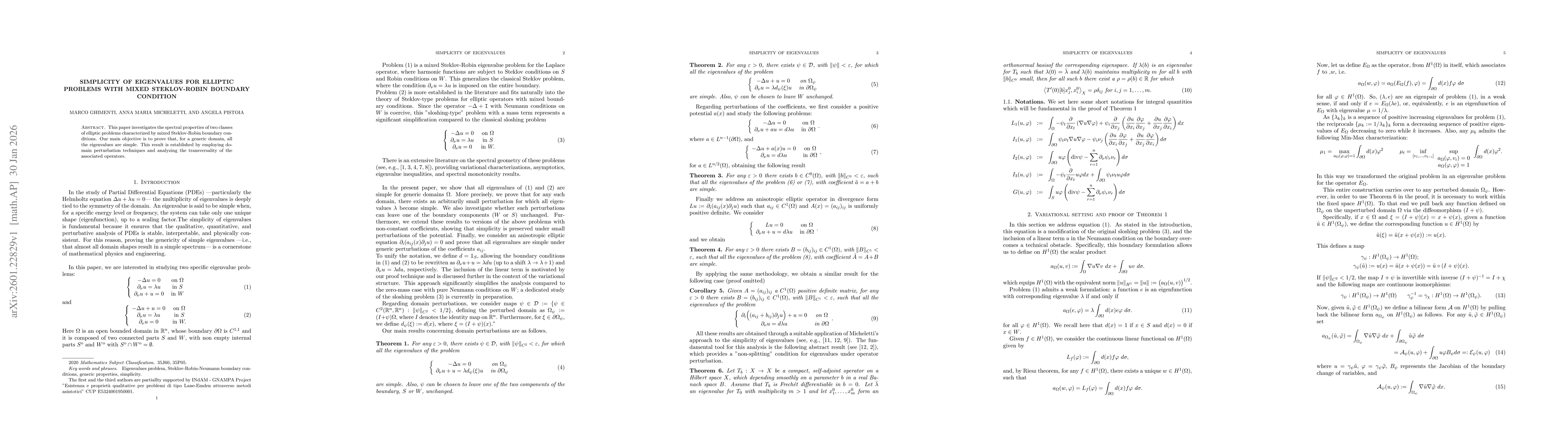 Thumbnail for Simplicity of eigenvalues for elliptic problems with mixed Steklov-Robin boundary condition