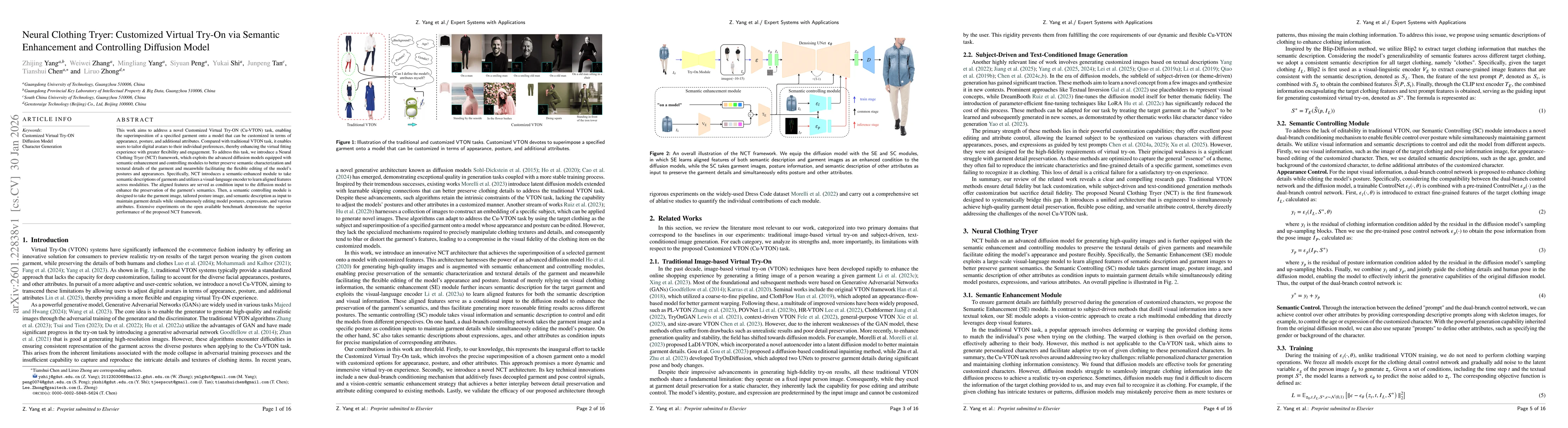 Thumbnail for Neural Clothing Tryer: Customized Virtual Try-On via Semantic Enhancement and Controlling Diffusion Model