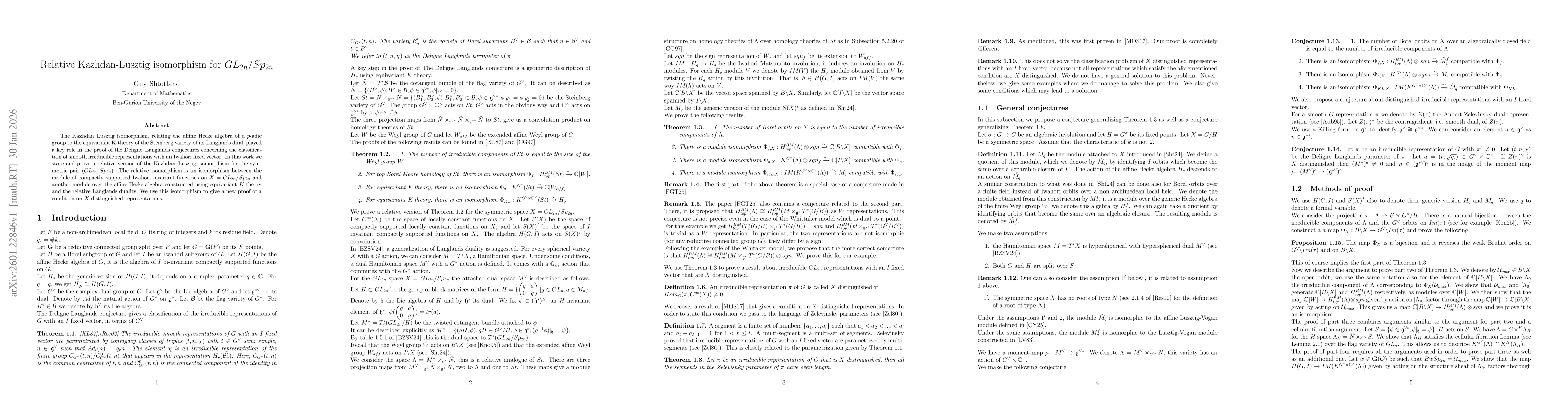 Thumbnail for Relative Kazhdan Lusztig isomorphism for $GL_{2n}/Sp_{2n}$