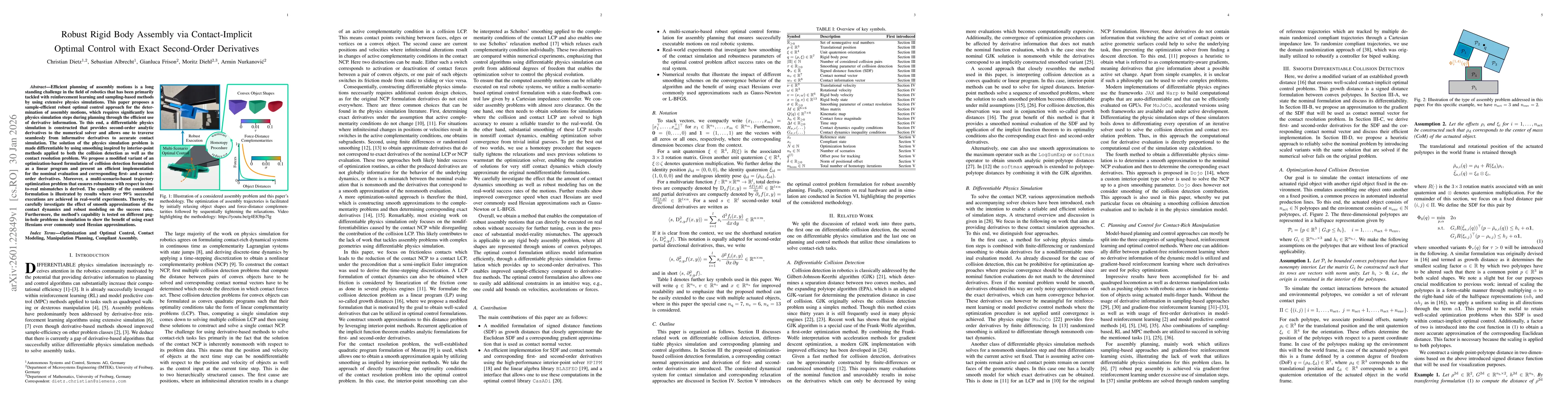 Thumbnail for Robust Rigid Body Assembly via Contact-Implicit Optimal Control with Exact Second-Order Derivatives
