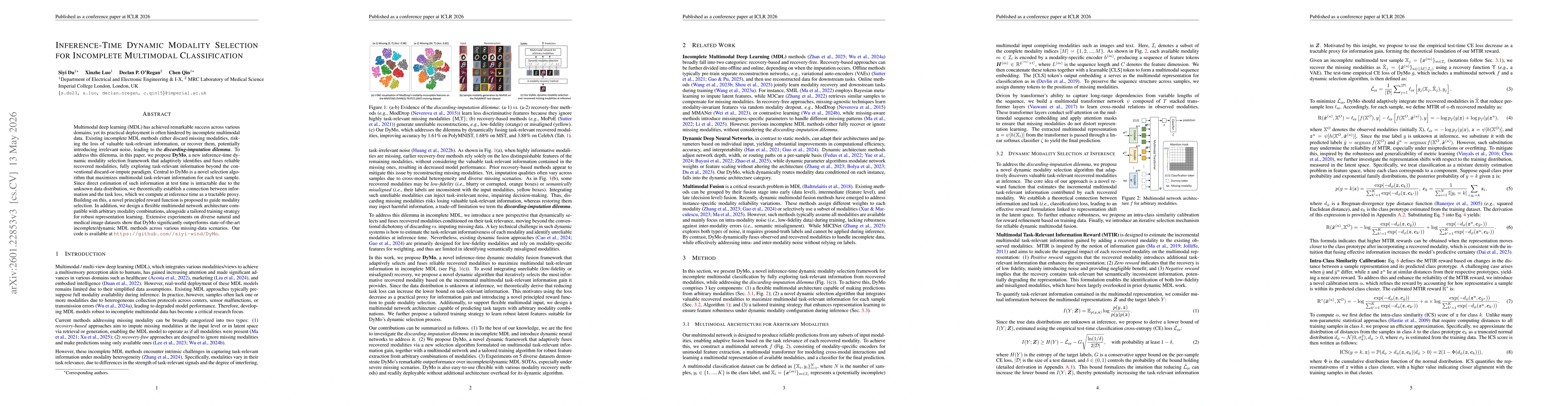 Thumbnail for Inference-Time Dynamic Modality Selection for Incomplete Multimodal Classification