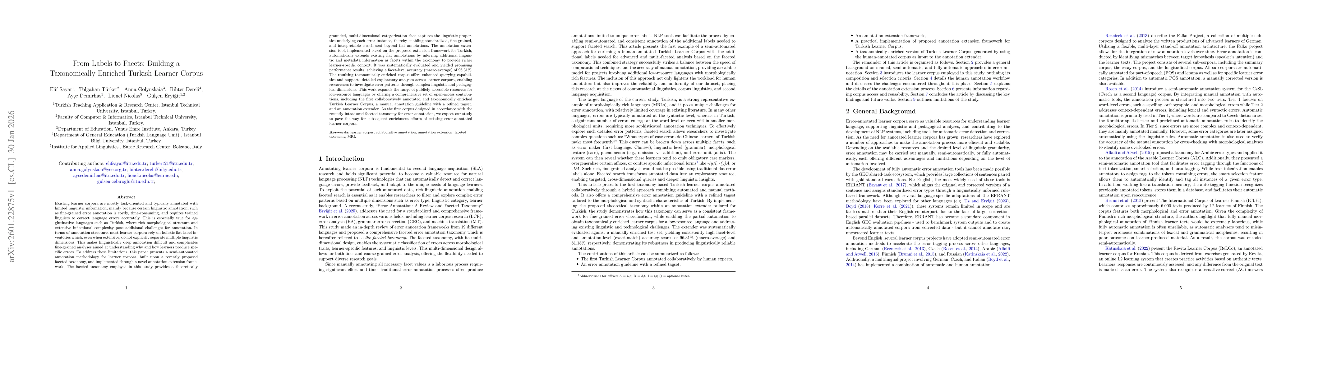 Thumbnail for From Labels to Facets: Building a Taxonomically Enriched Turkish Learner Corpus
