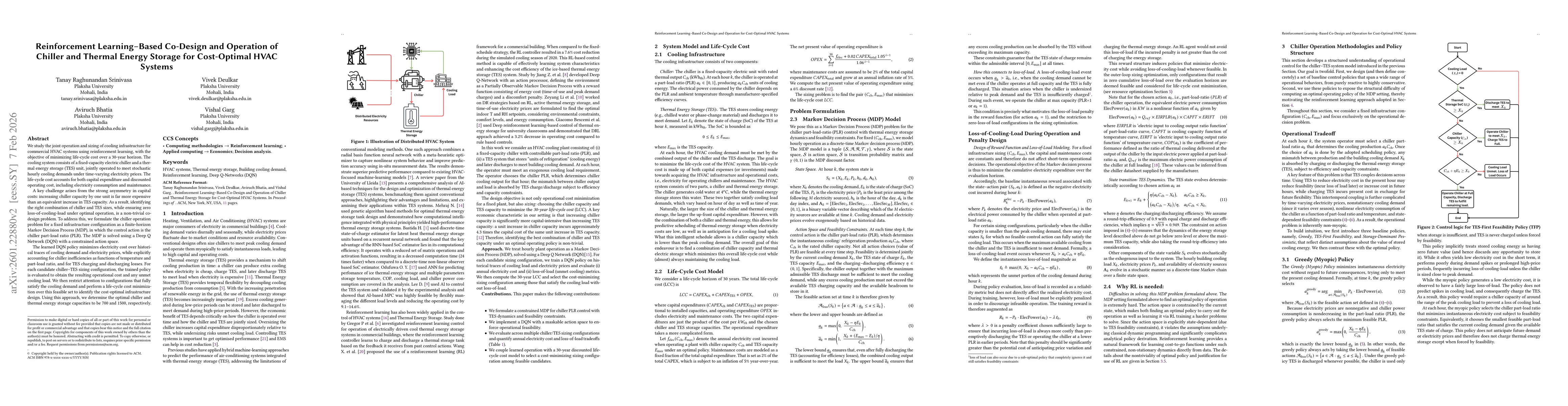 Thumbnail for Reinforcement Learning-Based Co-Design and Operation of Chiller and Thermal Energy Storage for Cost-Optimal HVAC Systems