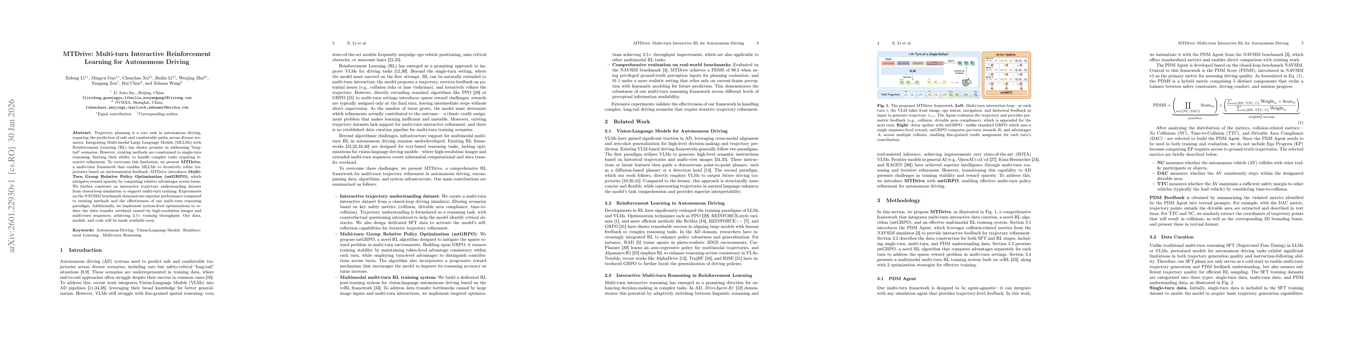 Thumbnail for MTDrive: Multi-turn Interactive Reinforcement Learning for Autonomous Driving