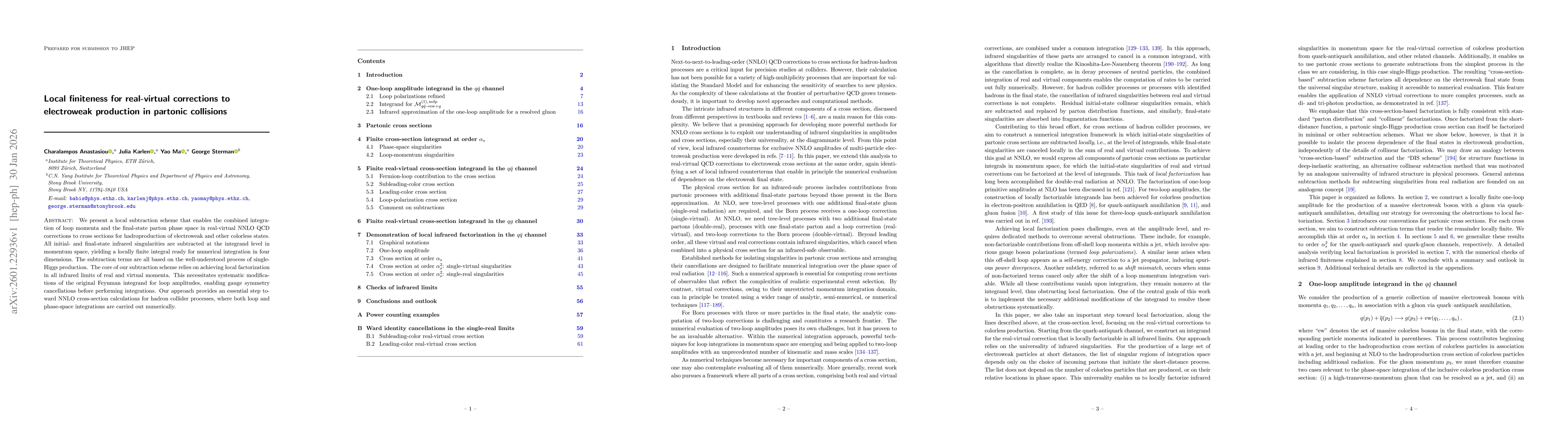 Thumbnail for Local finiteness for real-virtual corrections to electroweak production in partonic collisions