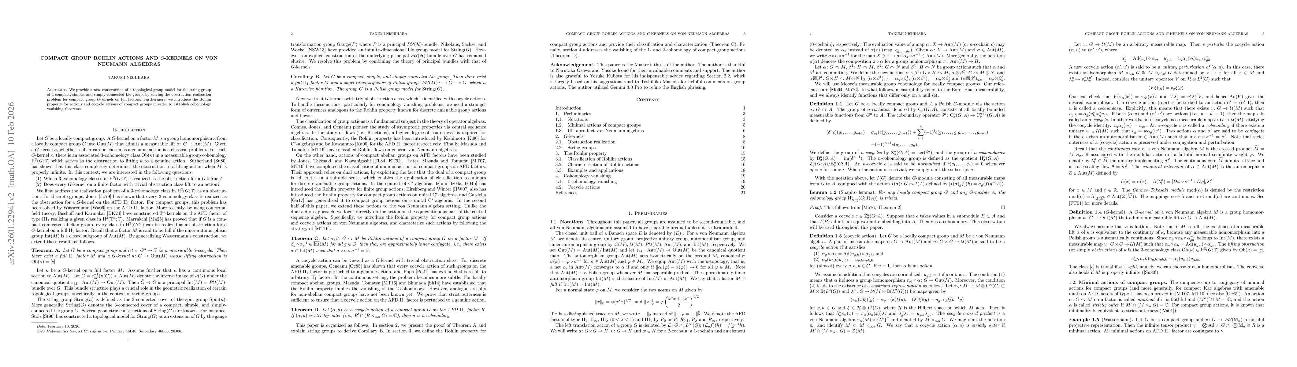 Thumbnail for Compact group Rohlin actions and $G$-kernels on von Neumann algebras