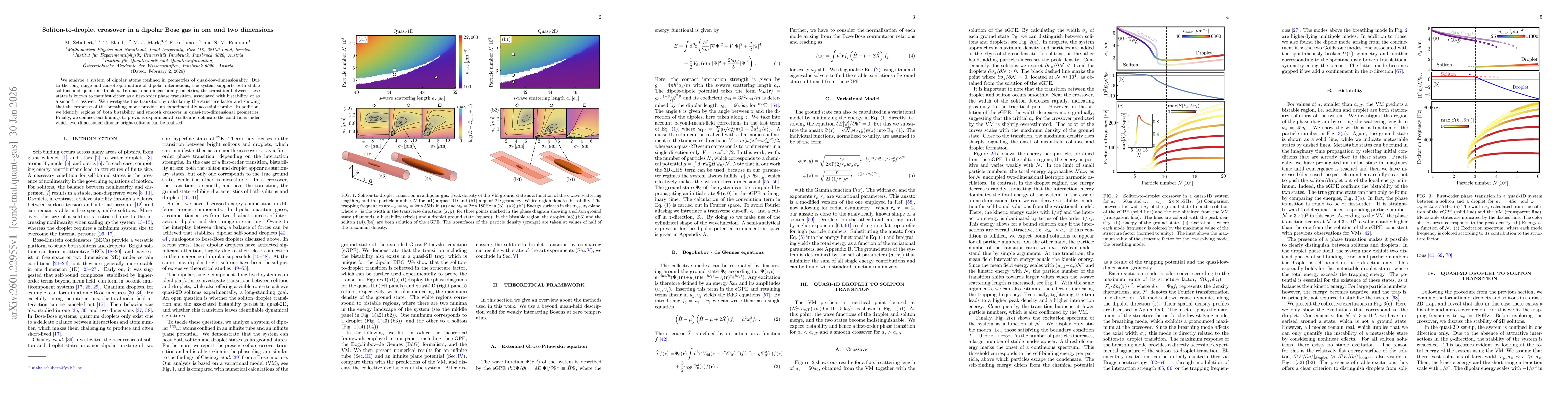 Thumbnail for Soliton-to-droplet crossover in a dipolar Bose gas in one and two dimensions