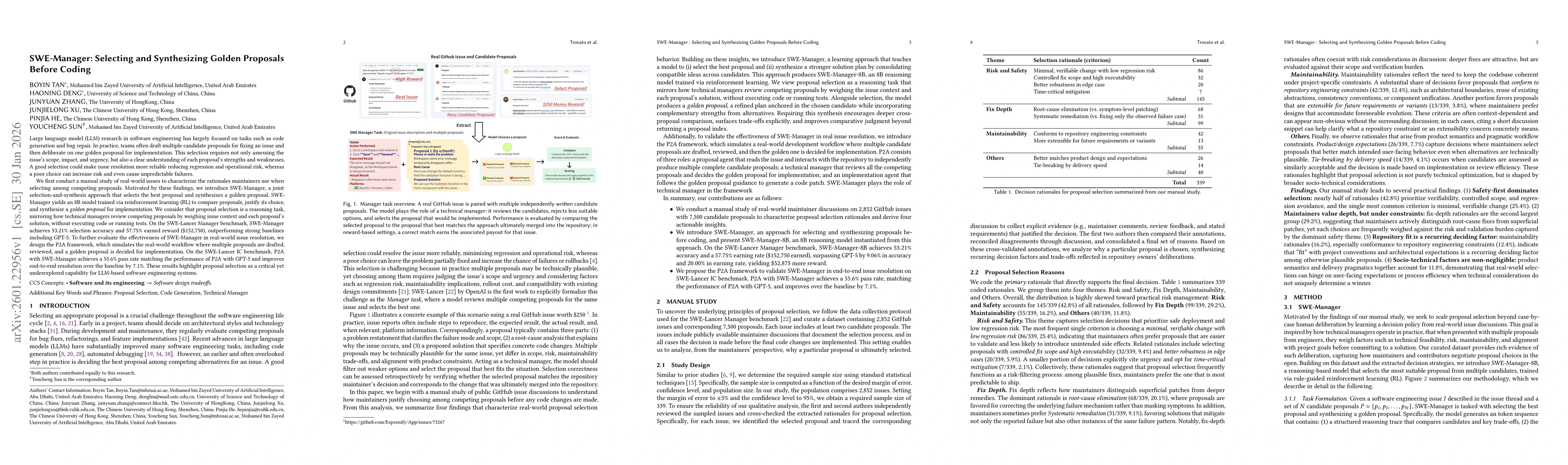 Thumbnail for SWE-Manager: Selecting and Synthesizing Golden Proposals Before Coding