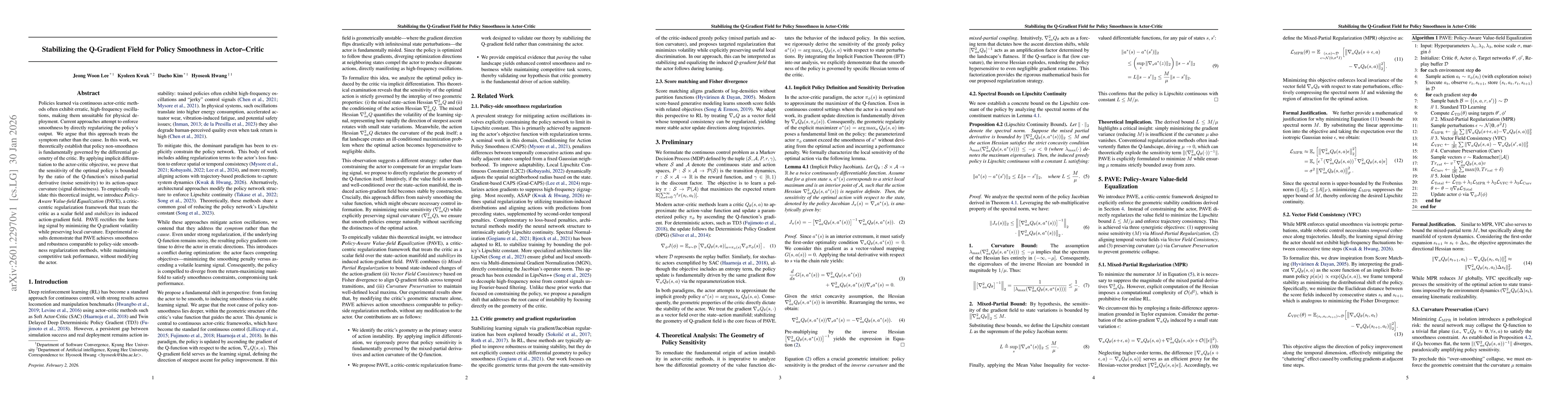 Thumbnail for Stabilizing the Q-Gradient Field for Policy Smoothness in Actor-Critic