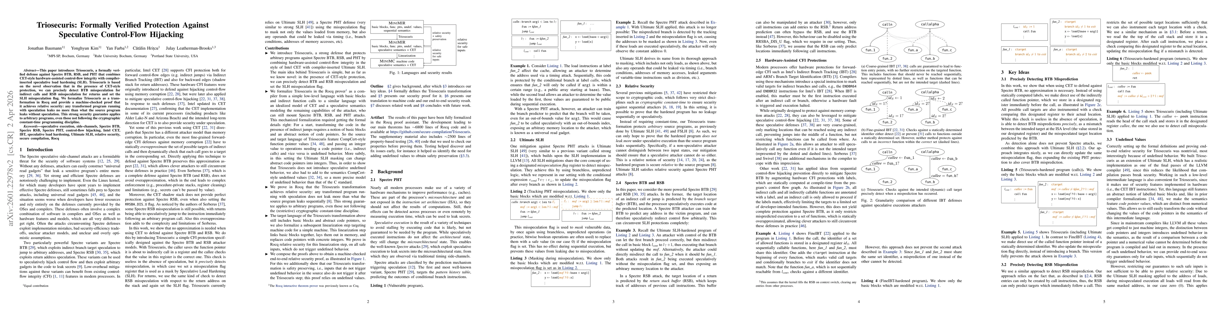 Thumbnail for SpecIBT: Formally Verified Protection Against Speculative Control-Flow Hijacking