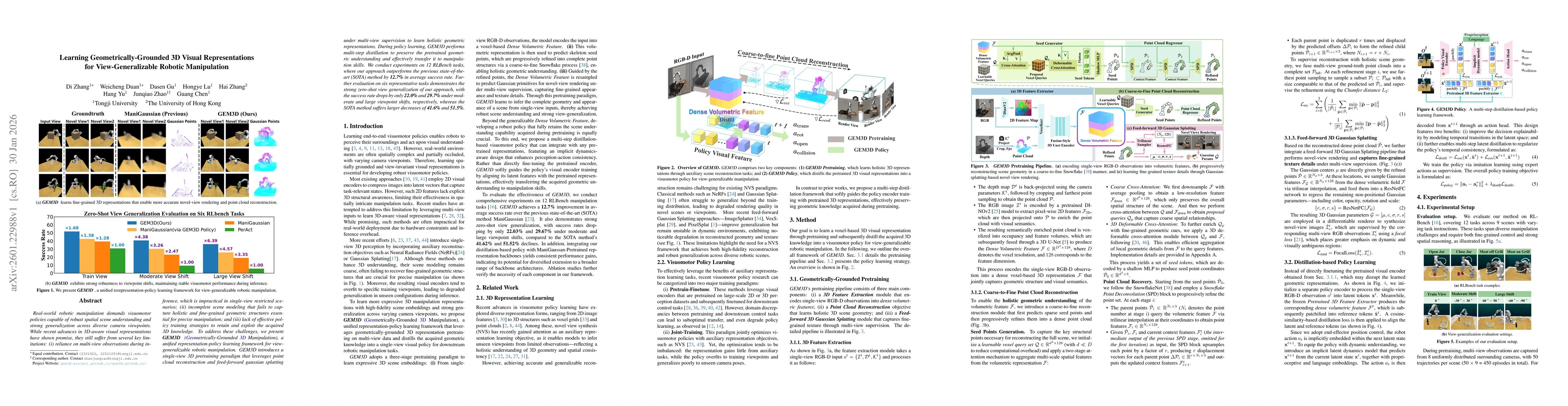 Thumbnail for Learning Geometrically-Grounded 3D Visual Representations for View-Generalizable Robotic Manipulation