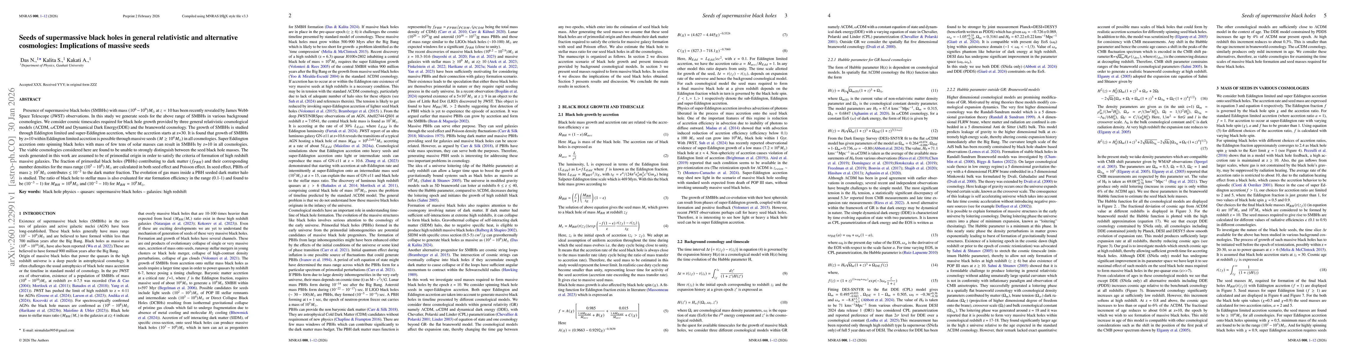 Thumbnail for Seeds of supermassive black holes in general relativistic and alternative cosmologies: Implications of massive seeds
