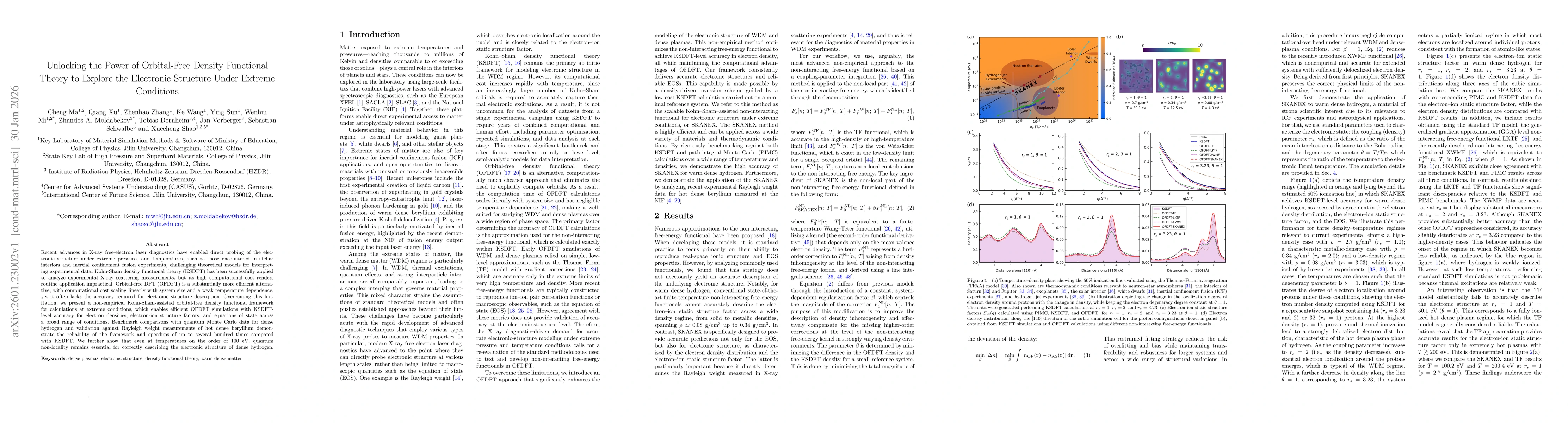Thumbnail for Unlocking the Power of Orbital-Free Density Functional Theory to Explore the Electronic Structure Under Extreme Conditions
