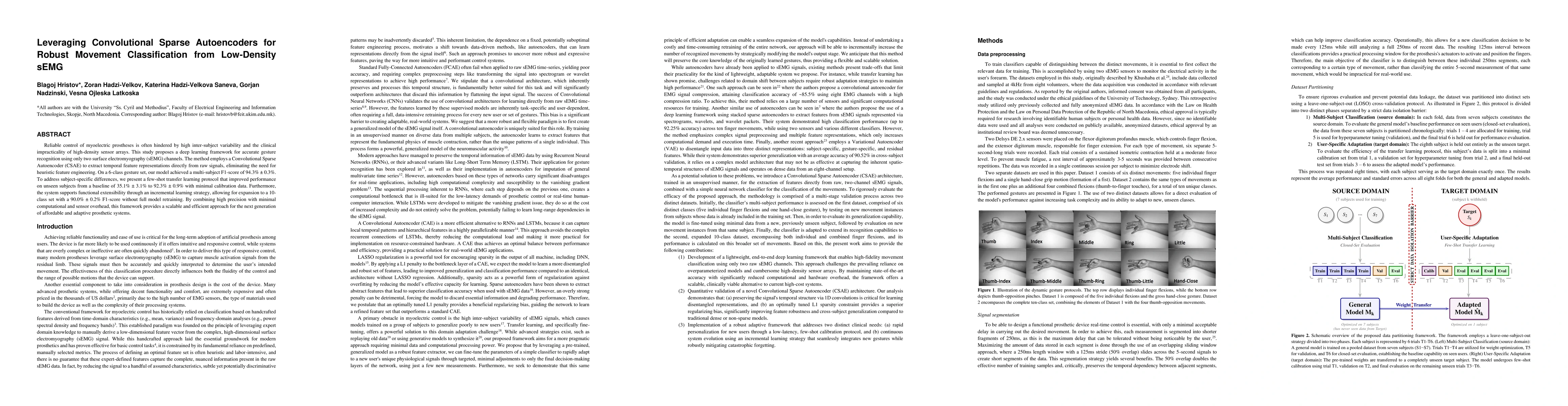 Thumbnail for Leveraging Convolutional Sparse Autoencoders for Robust Movement Classification from Low-Density sEMG