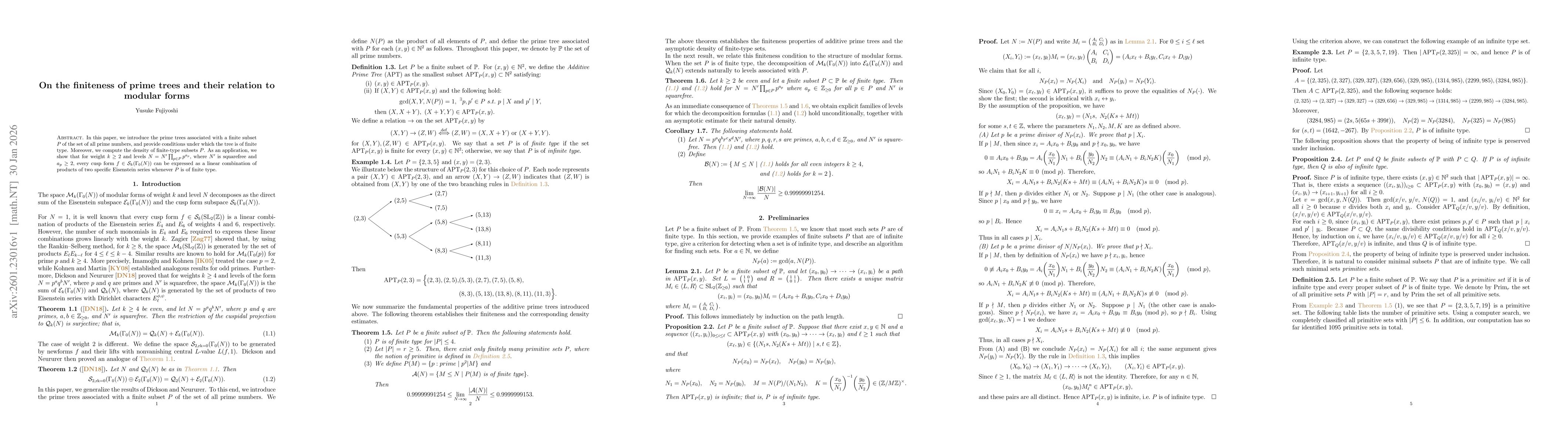 Thumbnail for On the finiteness of prime trees and their relation to modular forms