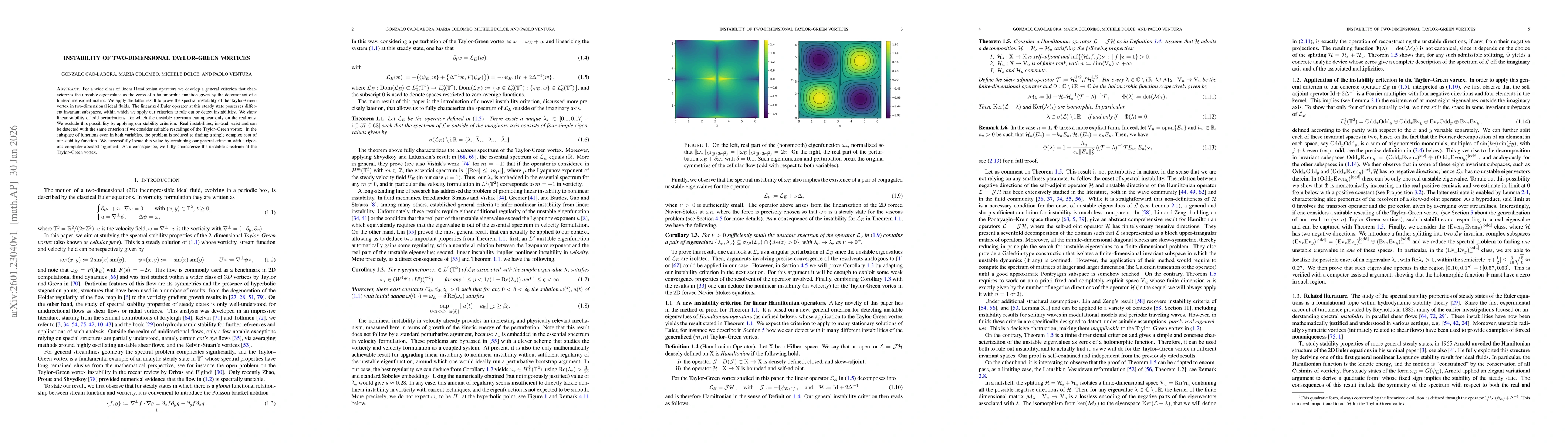Thumbnail for Instability of two-dimensional Taylor-Green Vortices