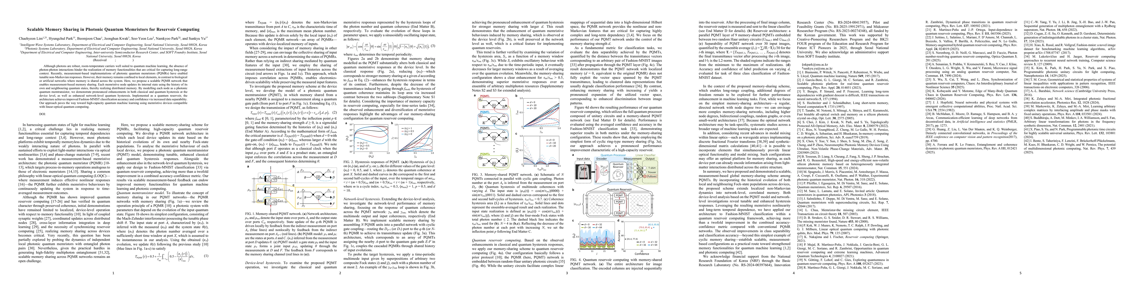 Thumbnail for Scalable Memory Sharing in Photonic Quantum Memristors for Reservoir Computing