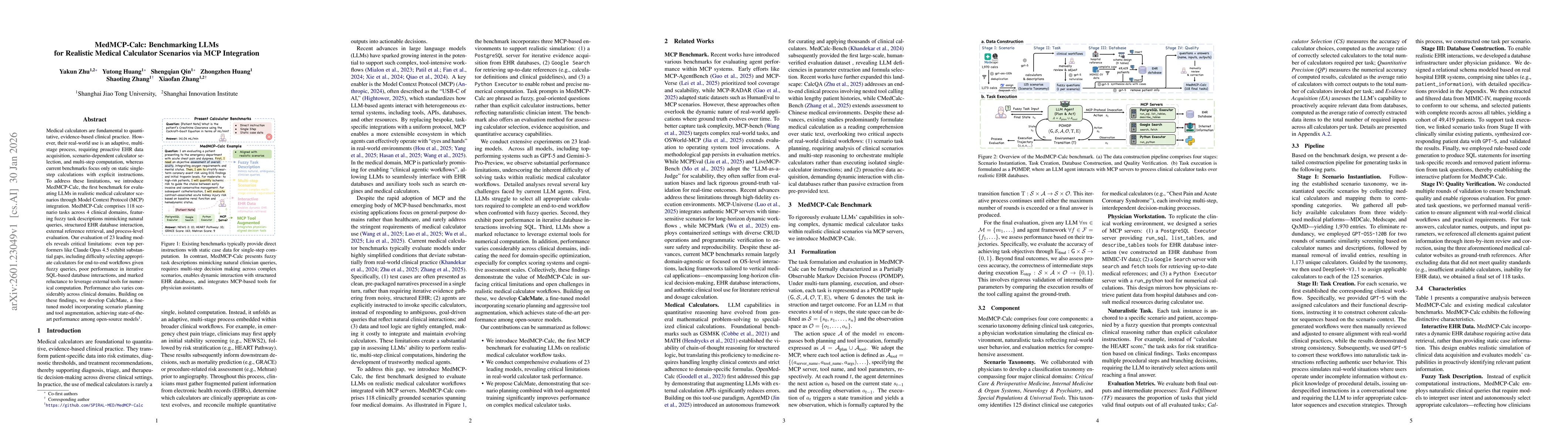 Thumbnail for MedMCP-Calc: Benchmarking LLMs for Realistic Medical Calculator Scenarios via MCP Integration