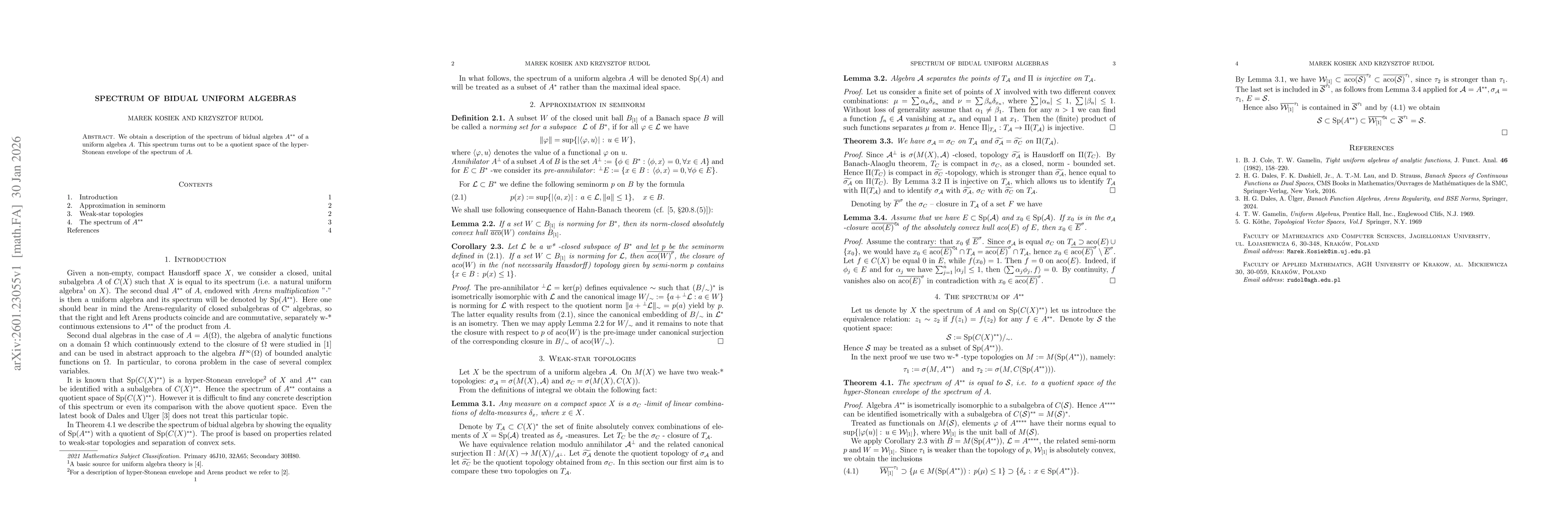 Thumbnail for Spectrum of bidual uniform algebras