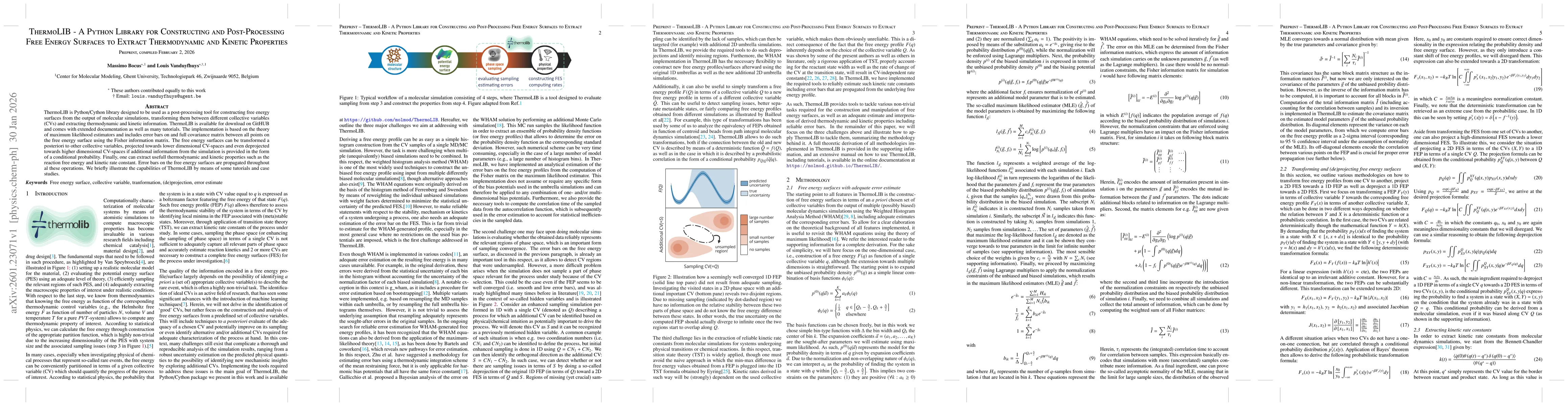 Thumbnail for ThermoLIB -- A Python Library for Constructing and Post-Processing Free Energy Surfaces to Extract Thermodynamic and Kinetic Properties