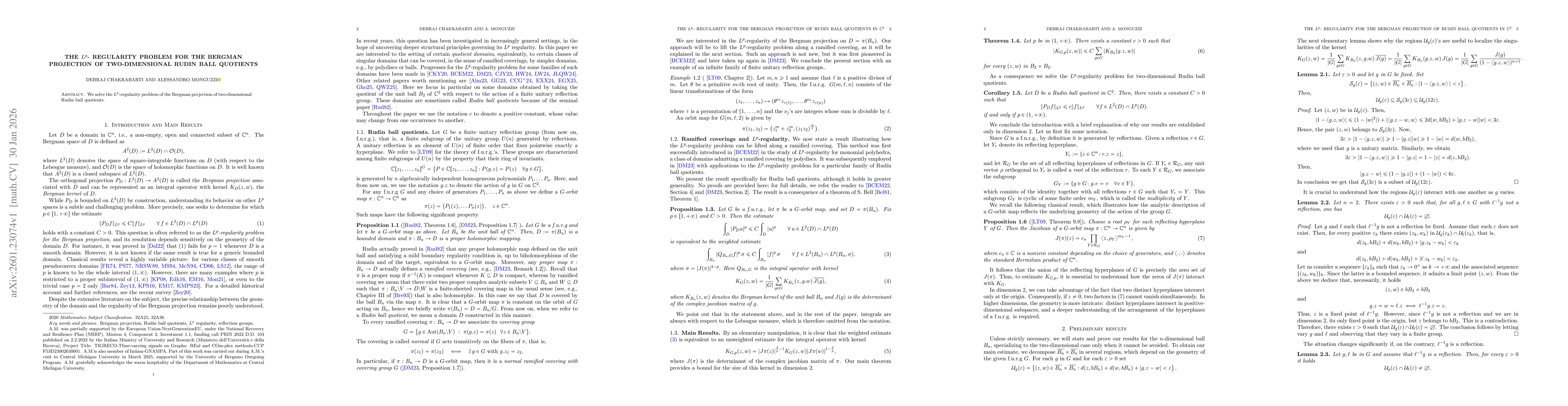 Thumbnail for The $L^p$- regularity problem for the Bergman projection of two-dimensional Rudin ball quotients