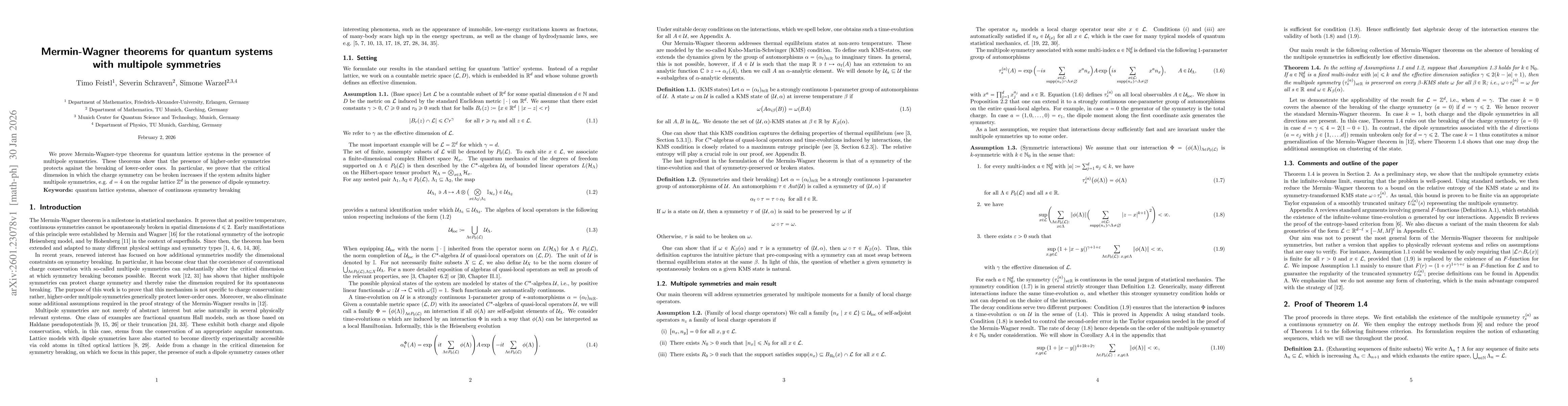 Thumbnail for Mermin-Wagner theorems for quantum systems with multipole symmetries