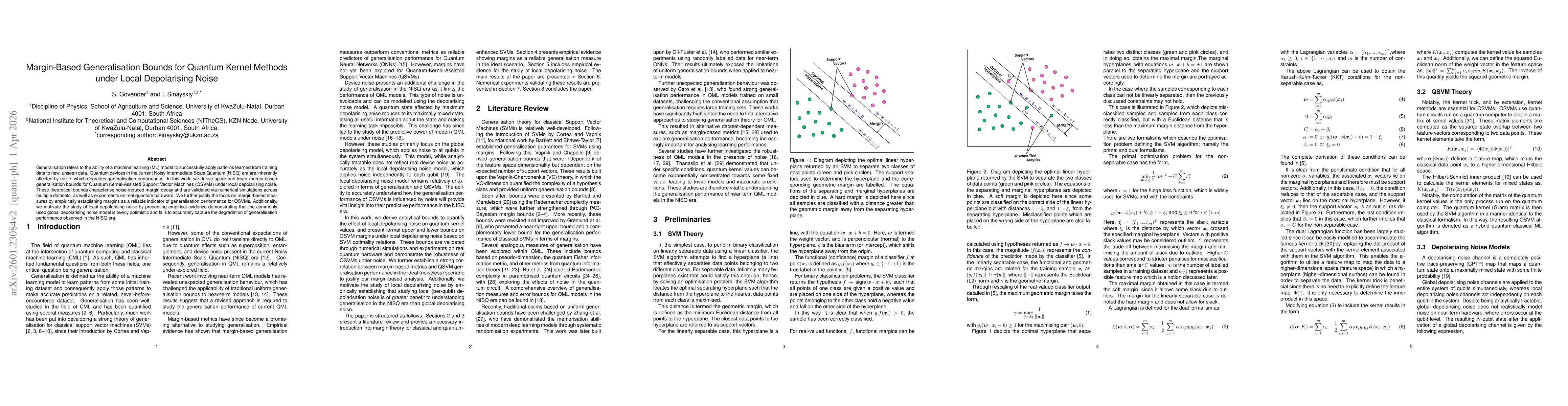 Thumbnail for Margin-Based Generalisation Bounds for Quantum Kernel Methods under Local Depolarising Noise