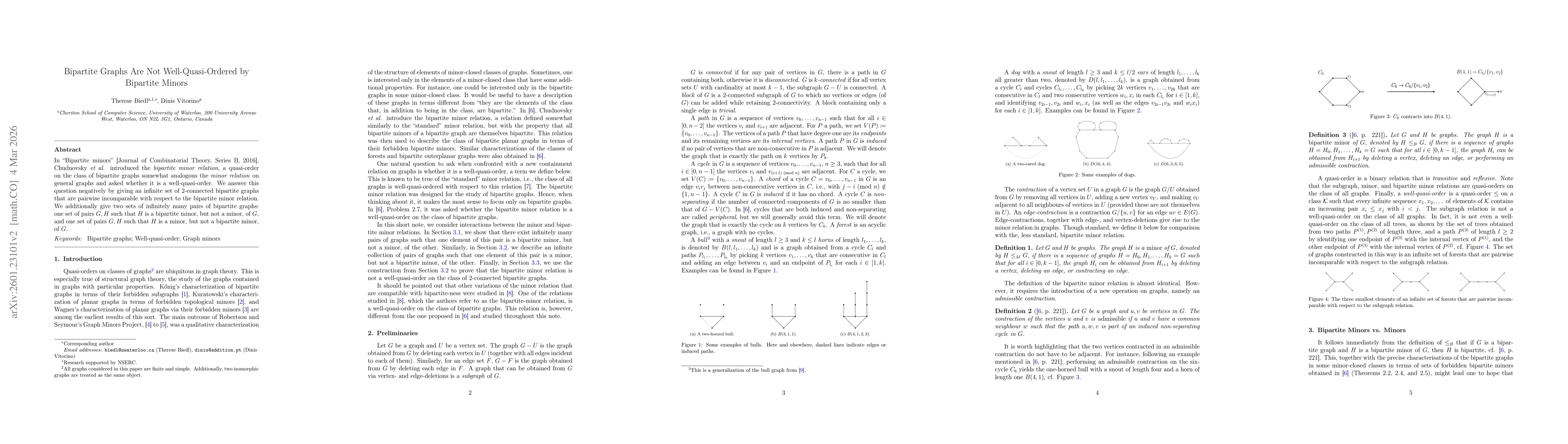 Thumbnail for Bipartite Graphs Are Not Well-Ordered by Bipartite Minors