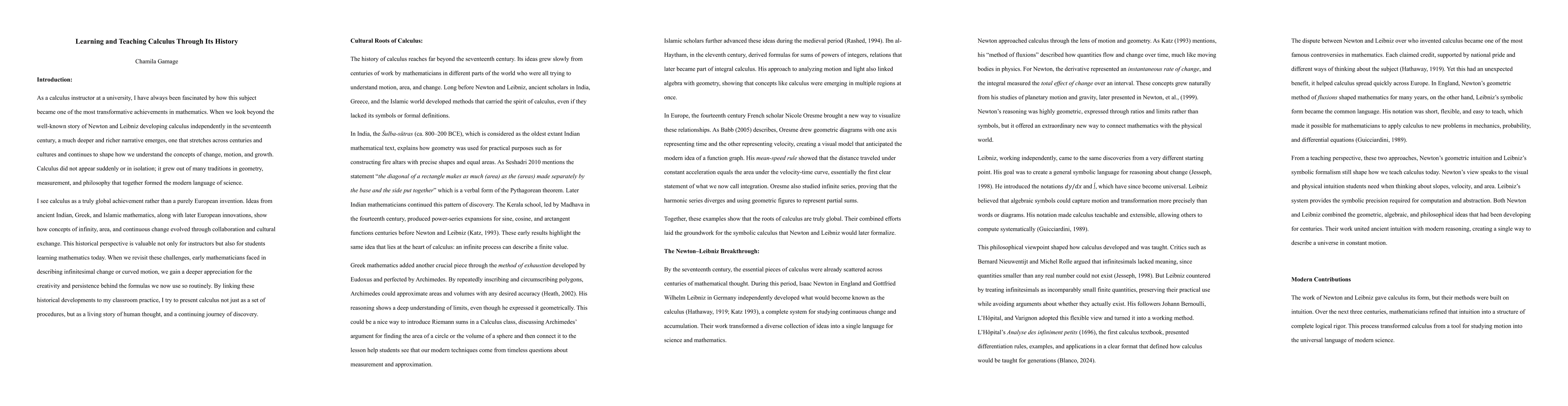 Thumbnail for Learning and Teaching Calculus Through Its History