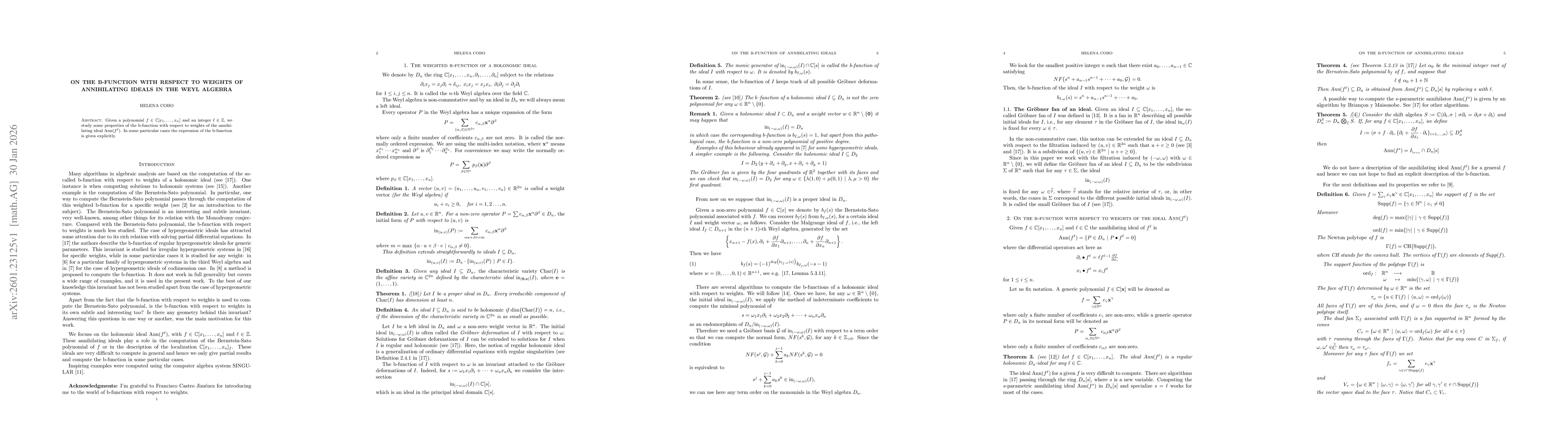 Thumbnail for On the b-function with respect to weights of annihilating ideals in the Weyl algebra