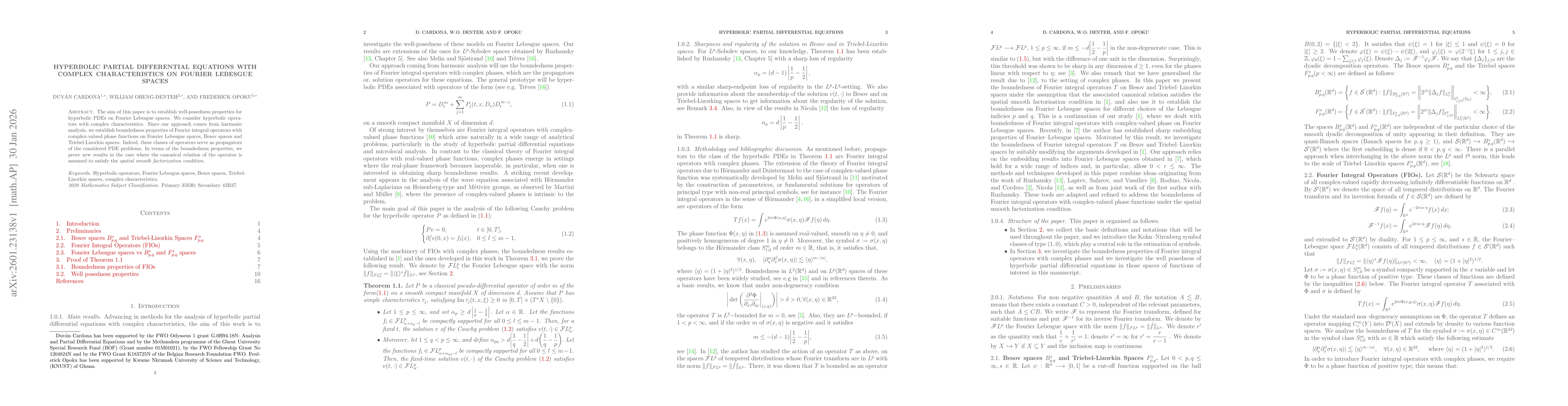 Thumbnail for Hyperbolic partial differential equations with complex characteristics on Fourier Lebesgue spaces